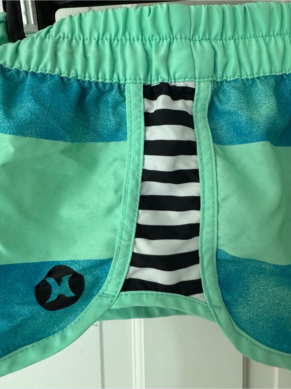 Hurley Mint & Teal Striped Women's Athletic Shorts - Picture 4 of 4